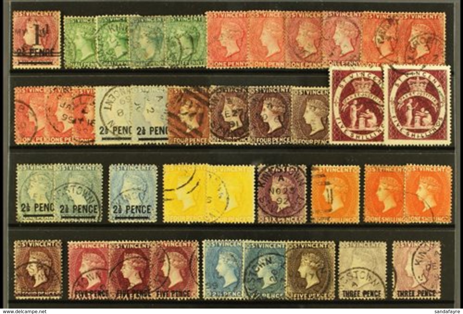 1885-1897 USED COLLECTION  An Attractive Array On A Stock Card With Many Listed Shades. Includes 1885-93 Range With Most - St.Vincent (...-1979)