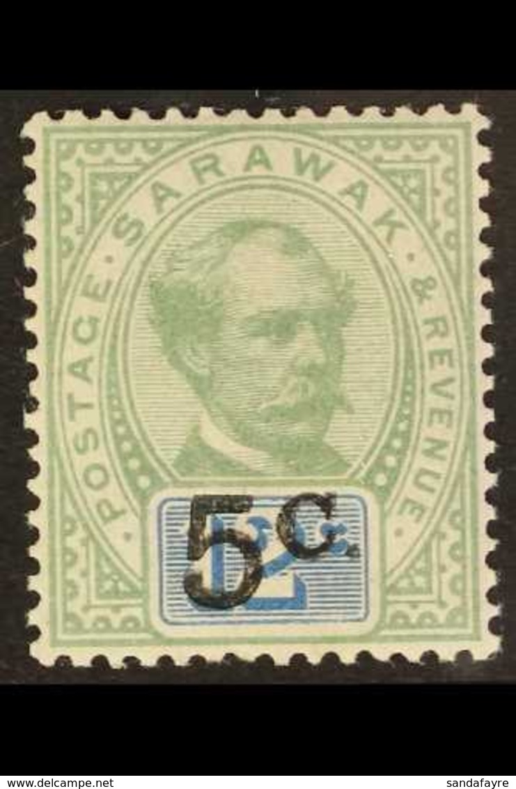 1889  5c On 12c Green And Blue (thick Overprint With Stop After "C"), SG 26, Mint Lightly Hinged. For More Images, Pleas - Sarawak (...-1963)