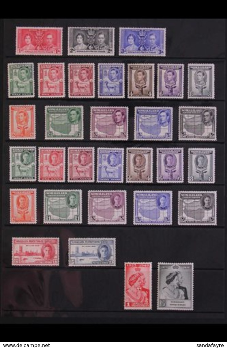 1937-51 COMPLETE MINT COLLECTION  Presented On Stock Pages, A Complete Run From The 1937 Coronation To The 1951 Surcharg - Somaliland (Herrschaft ...-1959)