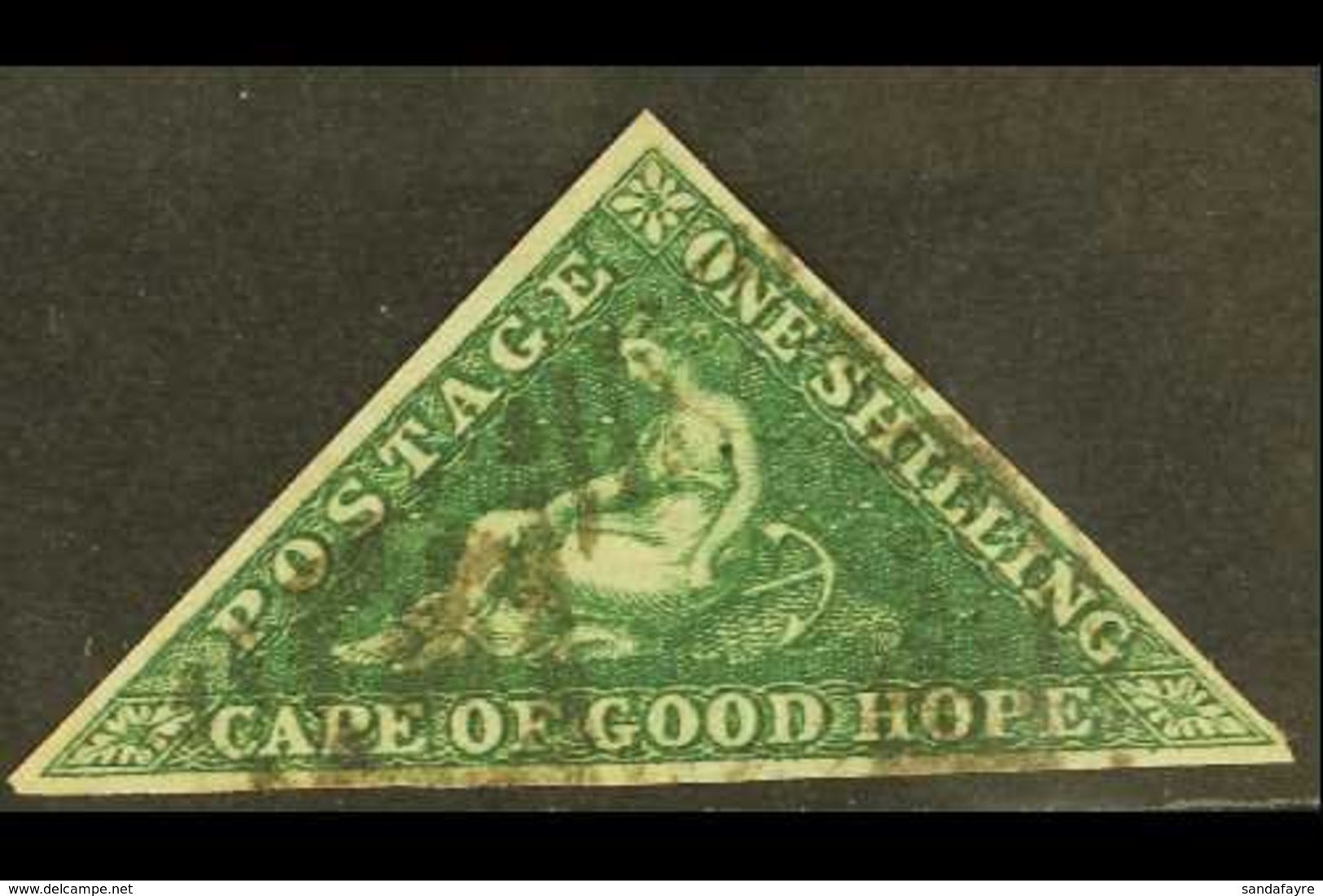 CAPE  1855-63 1s Deep, Dark Green, White Paper, SG 8b, Fine Used, Three Margins, Cat.£550. For More Images, Please Visit - Unclassified