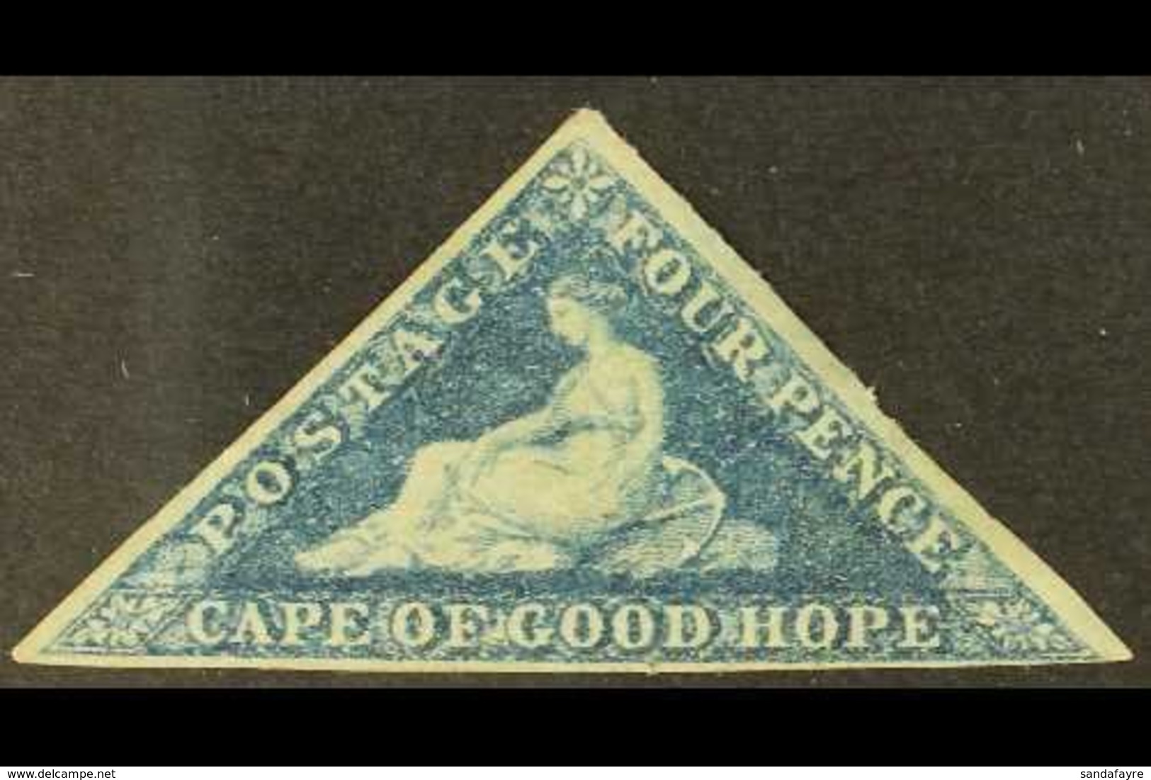 CAPE OF GOOD HOPE  1863-64 4d Blue Triangular, SG 19a, Mint With Clear To Good Margins And Large Part Gum, Light Bend. F - Unclassified