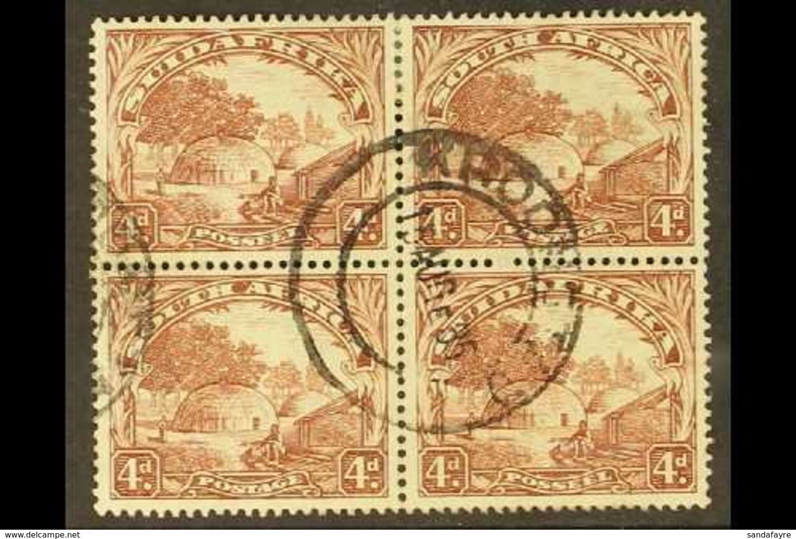 1930-44  4d Brown, Scarce WATERMARK UPRIGHT In A BLOCK Of FOUR, SG 46, Small Wrinkle At Top Right Corner, Otherwise Fine - Unclassified