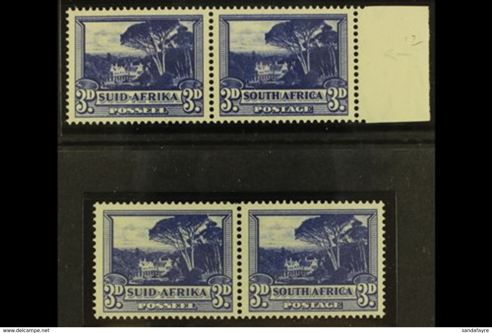 1947-54  3d Deep Intense Blue, SACC 116b (formerly SG 117b) Accompanied By 1954 Dark Blue Reprint For Comparison, Both N - Unclassified