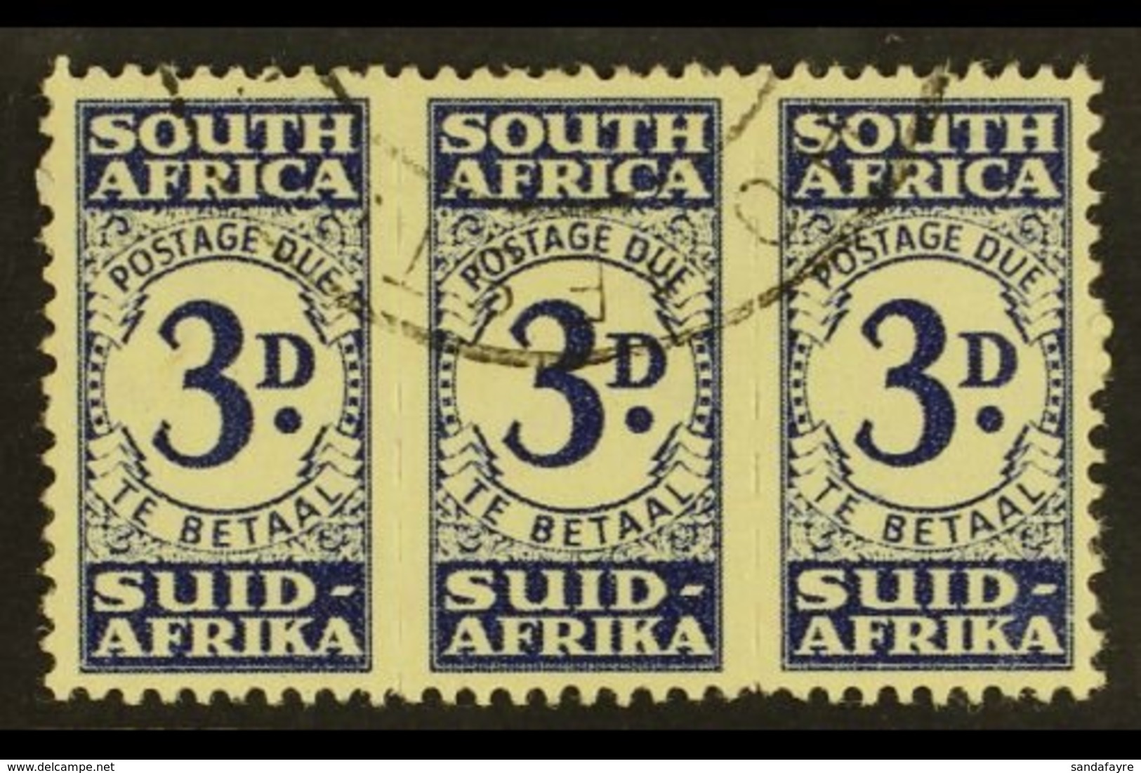 POSTAGE DUE  1943-4 3d Indigo, Bantam, SG D33, Very Fine Used. For More Images, Please Visit Http://www.sandafayre.com/i - Unclassified