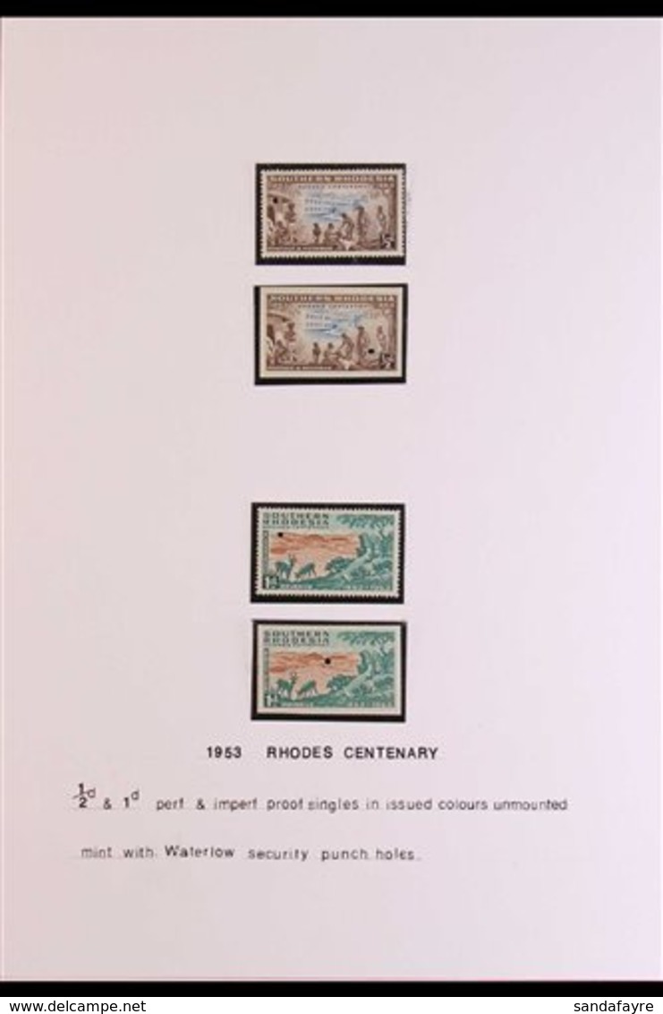 1953 Rhodes Birth Centenary  Complete Set In Corner Blocks Of 4, SG 71/5, With Complete Set As Both Perf And Imperf Punc - Zuid-Rhodesië (...-1964)