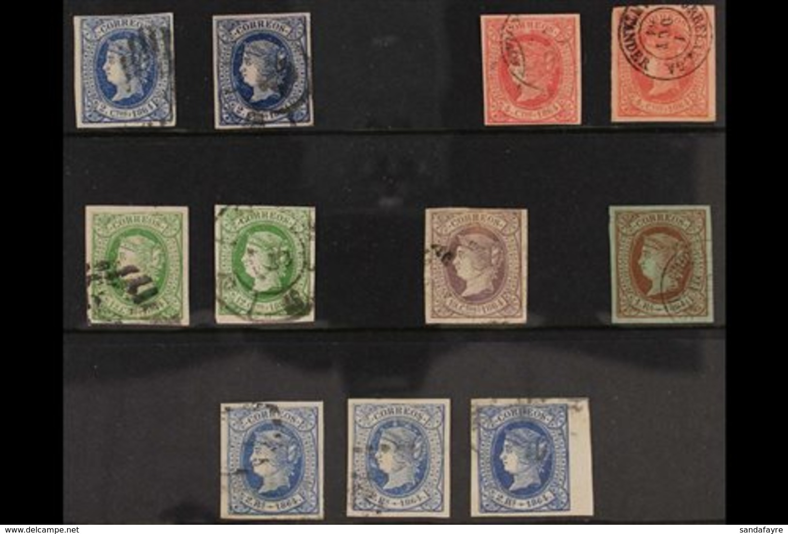 1864  Fine Used Group With Shades On A Stock Card, Includes 1864 2c (x2), 4c (x2), 12c (x2), 19c (small Thin), 1r & 2r ( - Altri & Non Classificati