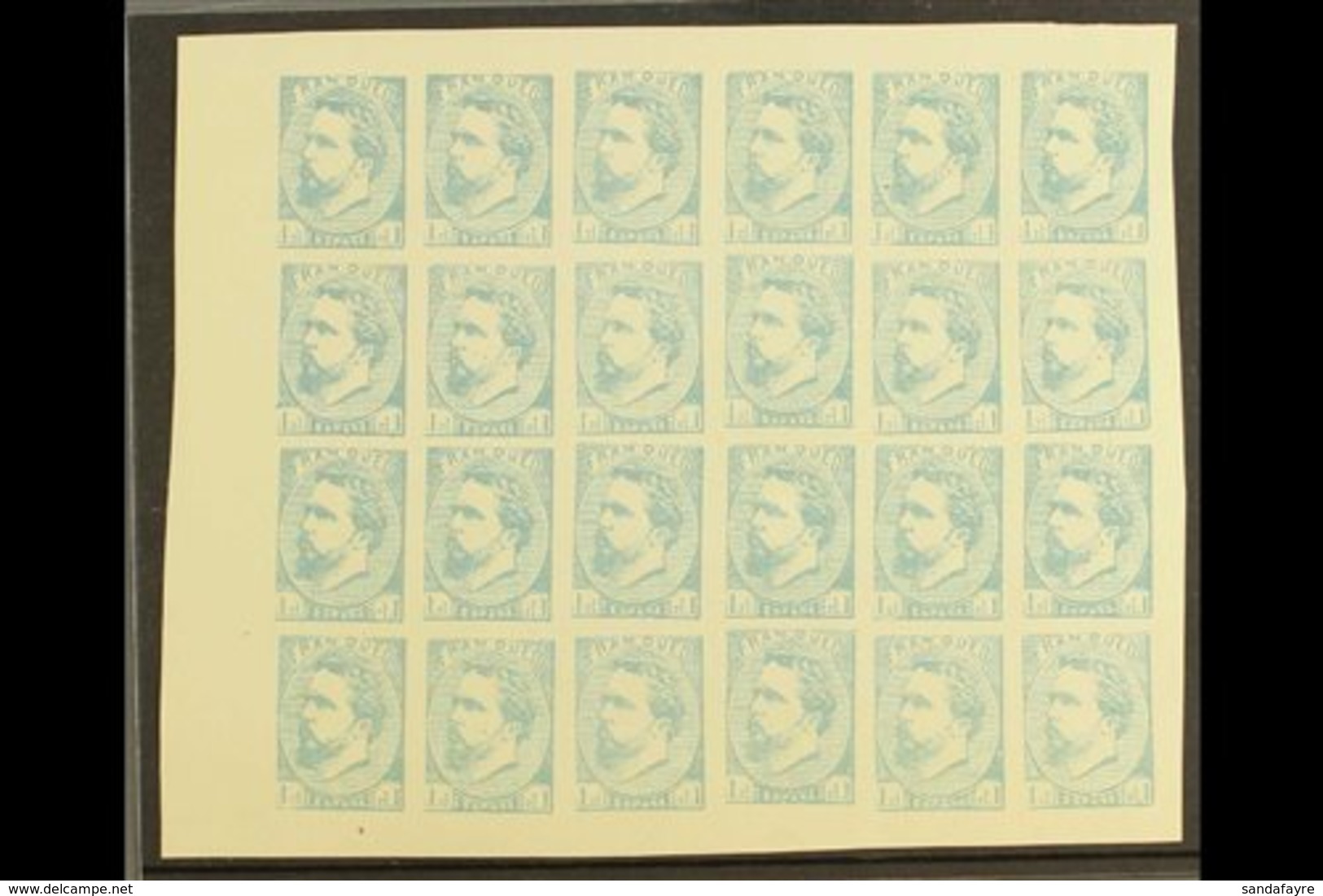 CARLIST ISSUES  1873 BASQUE REGION 1r Pale Blue (reprint) Imperf Block Of 20, As Edifil 156a, SG 1a, Fine Mint With Most - Other & Unclassified
