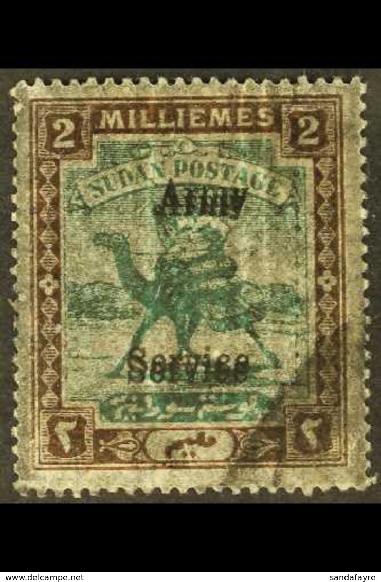 ARMY SERVICE  1906-11 2m Green & Brown With DOUBLE OVERPRINT Variety (SG A7 Var), Mint, Detected By Postal Authorities A - Sudan (...-1951)
