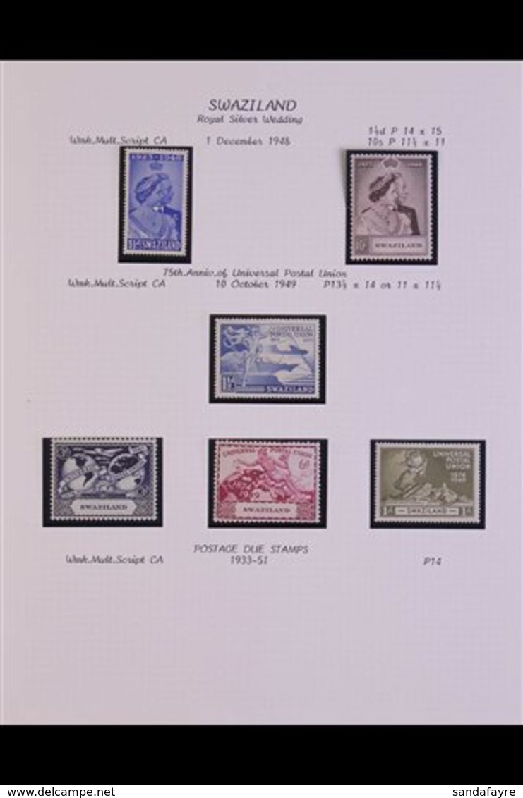 1937-51 COMPLETE KGVI FINE MINT COLLECTION  A Complete Basic Run For Period (Coronation To UPU) Presented In Mounts On A - Swasiland (...-1967)