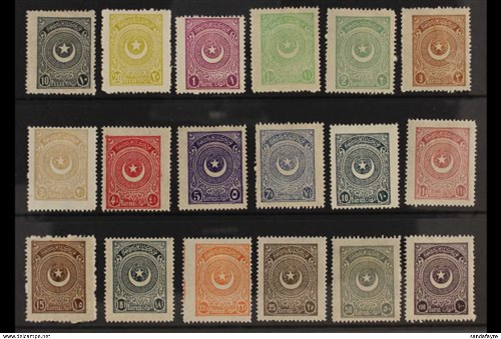 1923  Moon And Crescent" Definitives On Thin Paper, Perf 13½, With One Of Each Value To 100pi, SG 974/982 Plus 984/992 ( - Other & Unclassified