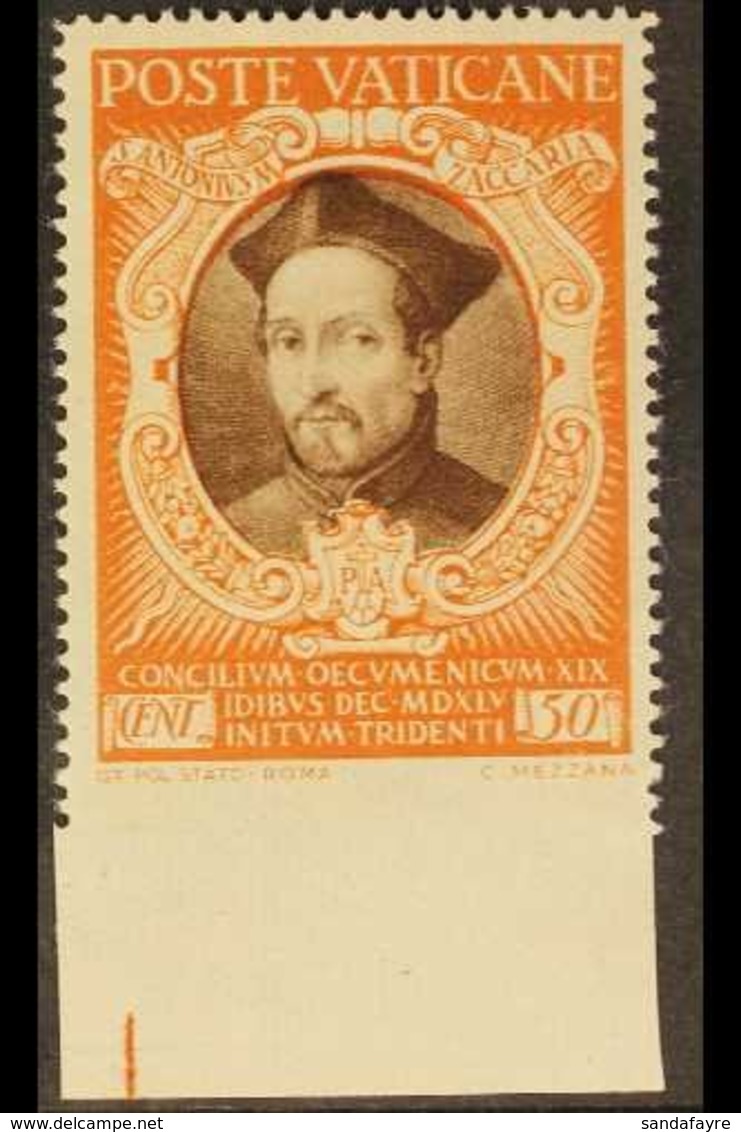 1946  50c Sepia & Orange Brown "St Anthony Maria Zaccaria" IMPERF AT BASE VARIETY, Sass 112e, Never Hinged Mint For More - Other & Unclassified