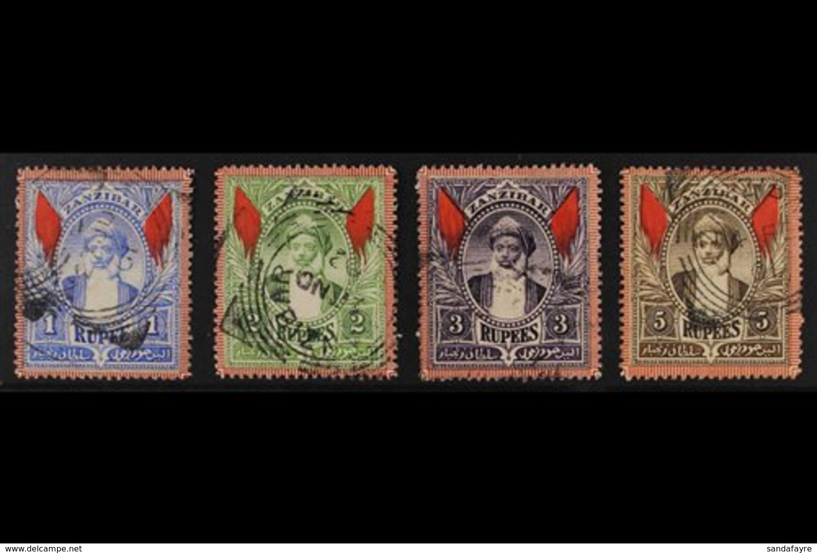 1899-1901  1r, 2r, 3r, And 5r Sultan Top Values, SG 200/204, Very Fine Used. (4 Stamps) For More Images, Please Visit Ht - Zanzibar (...-1963)