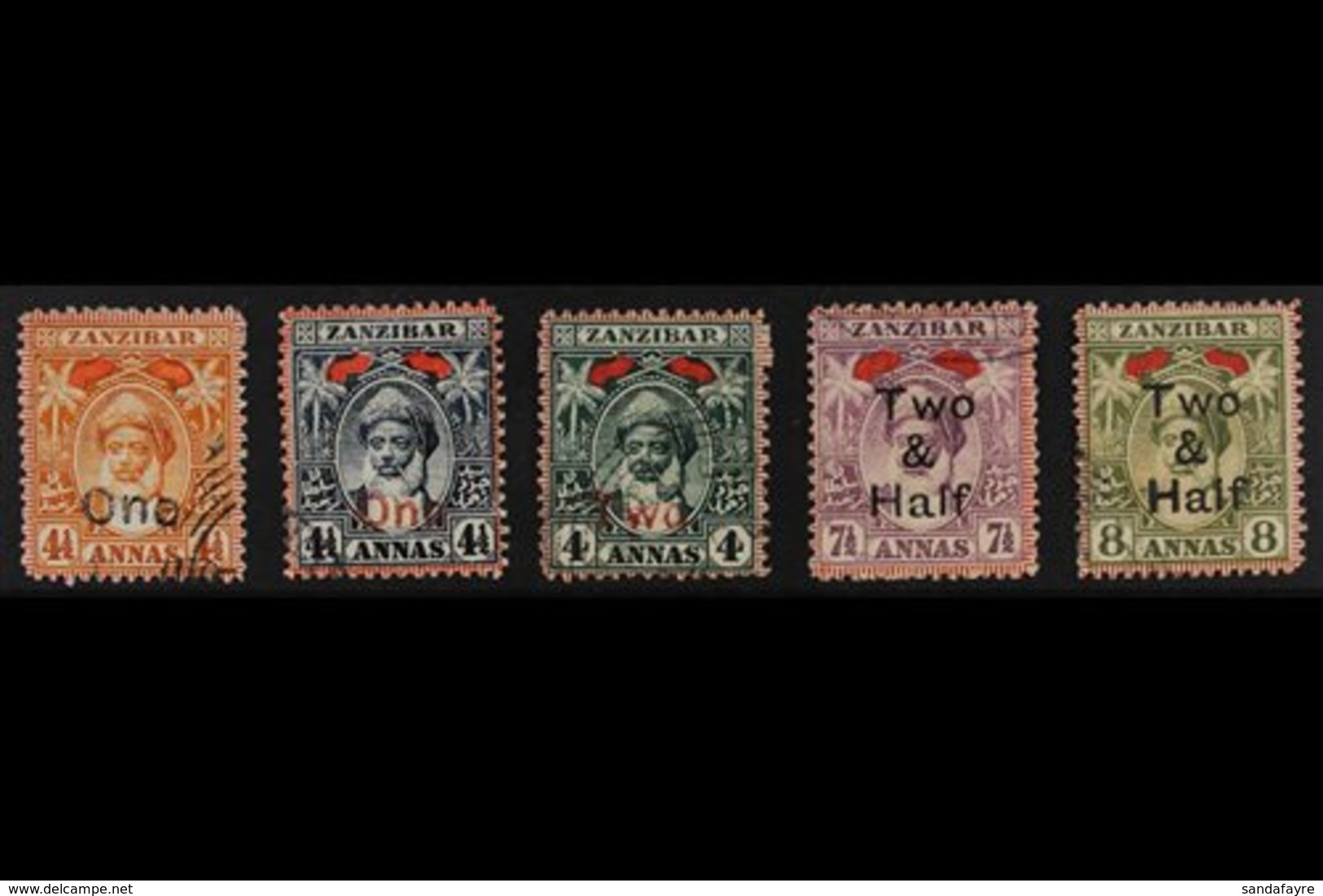 1904  Surcharges Complete Set, SG 205/209, Fine Used. (5 Stamps) For More Images, Please Visit Http://www.sandafayre.com - Zanzibar (...-1963)