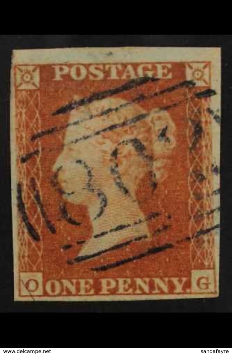 1841  1d Red, SG 8p, Very Fine Used With Clear Strike Of Numeral In BLUE, Four Margins, Cat.£250. For More Images, Pleas - Sonstige & Ohne Zuordnung