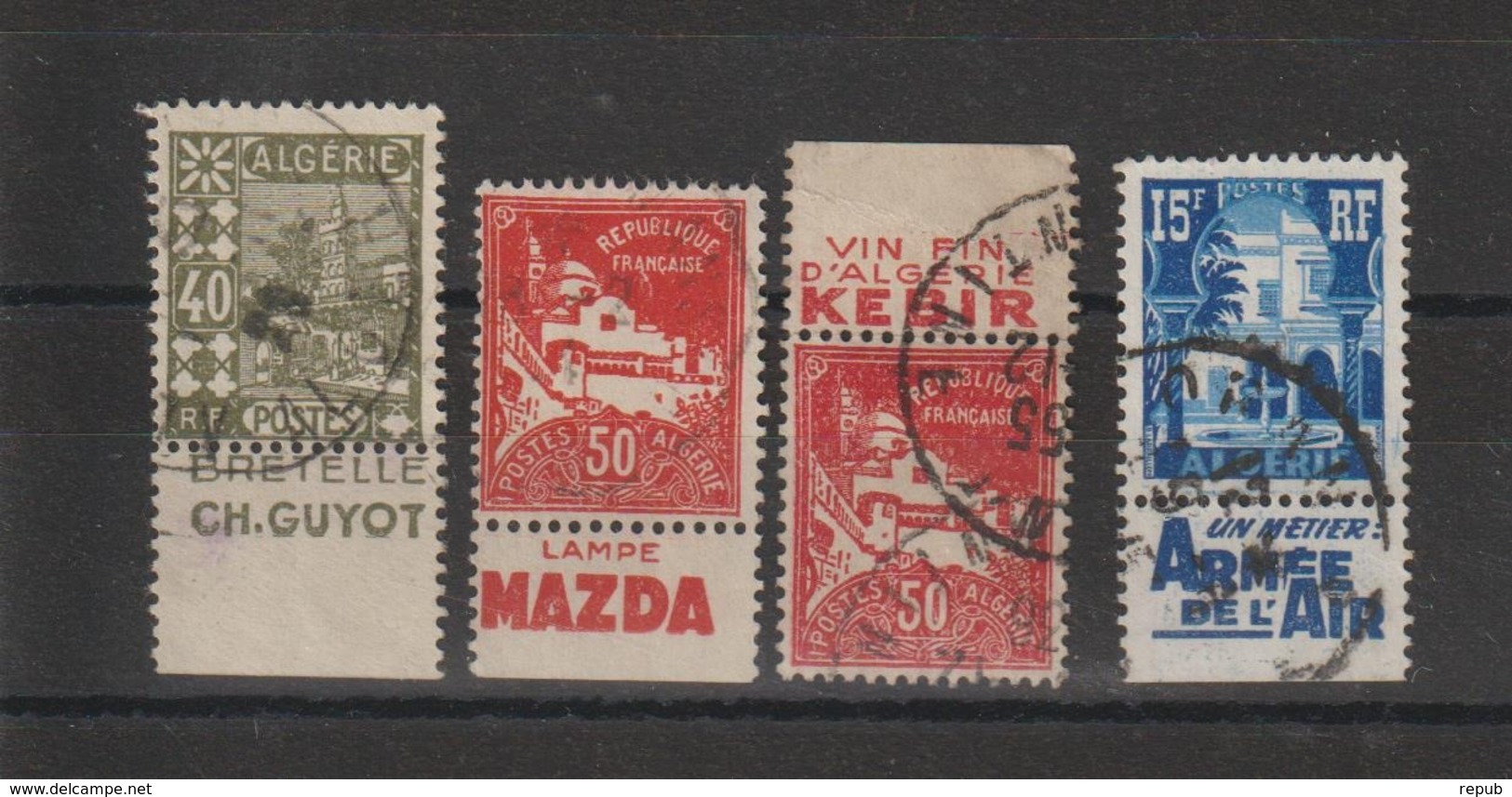 Algérie Lot De 4 Timbres Avec Bandes Pub Oblit. - Usados