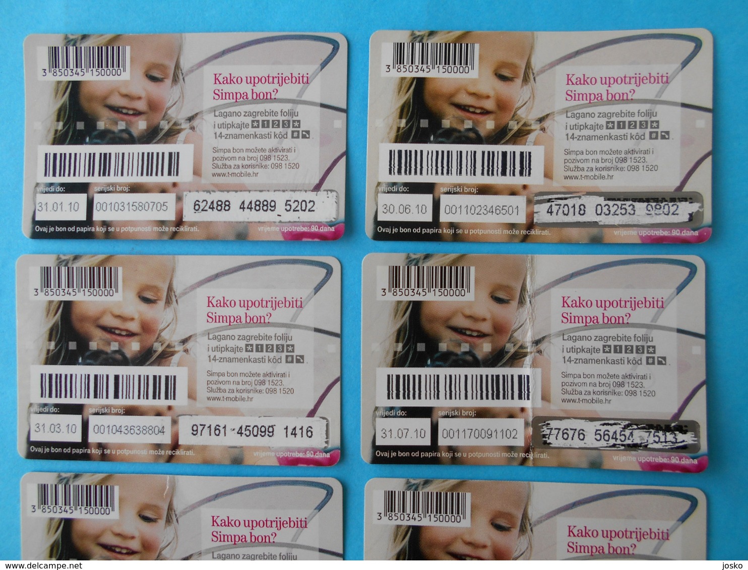 T-mobile ... Simpa Bon - 50. Kn  * Croatia * Lot Of 9. Different Cards With Different Expiry Date Or Font - Kroatien