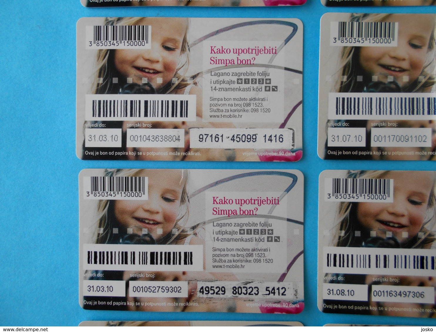 T-mobile ... Simpa Bon - 50. Kn  * Croatia * Lot Of 9. Different Cards With Different Expiry Date Or Font - Kroatien