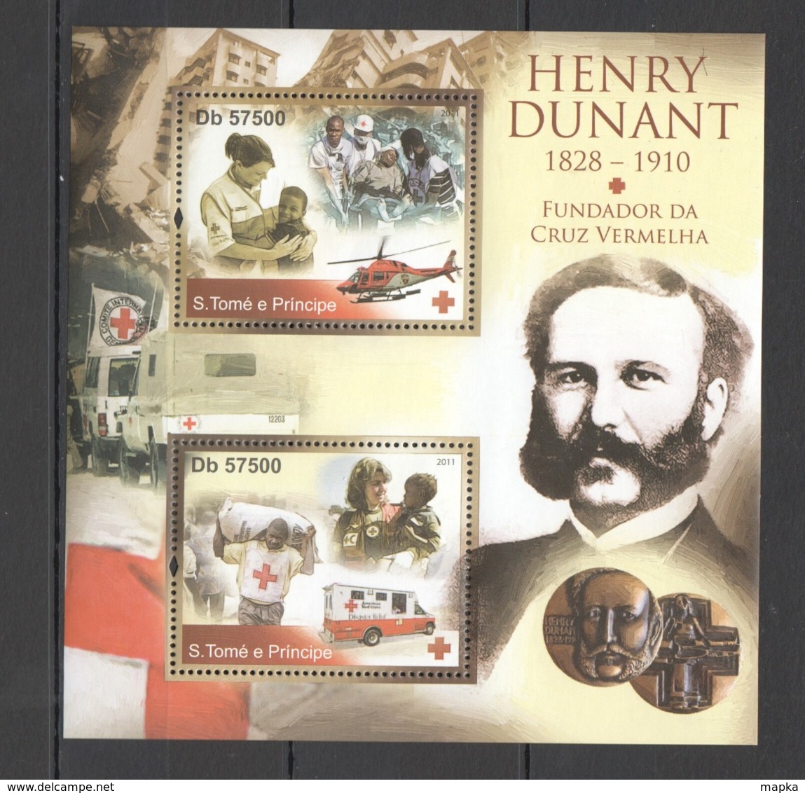 BC921 2011 S. TOME E PRINCIPE RED CROSS HENRY DUNANT 1BL MNH - Henry Dunant