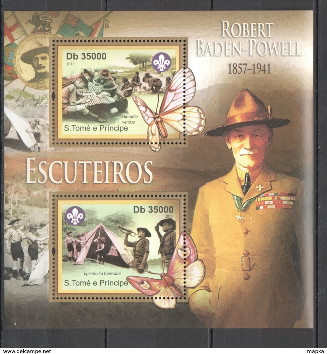 BC922 2011 S. TOME E PRINCIPE FAUNA SCOUTING ESCUTERIOS  BADEN POWEL 1BL MNH - Sonstige & Ohne Zuordnung