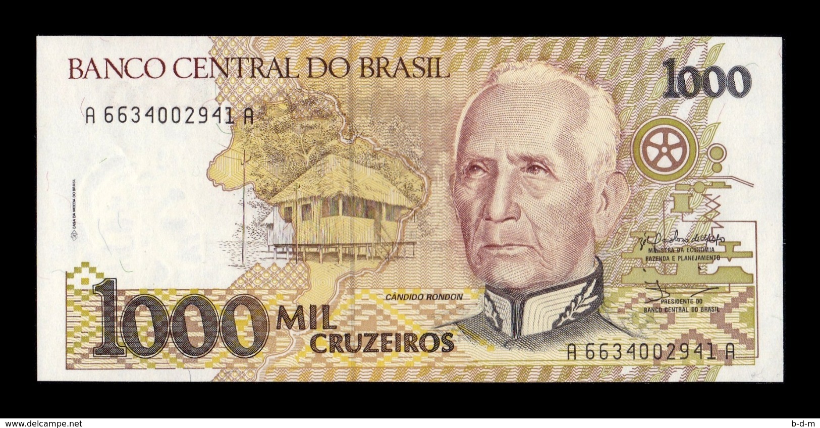 Brasil Brazil 1000 Cruzeiros Cándido Rondón 1991 Pick 231a SC UNC - Brasil