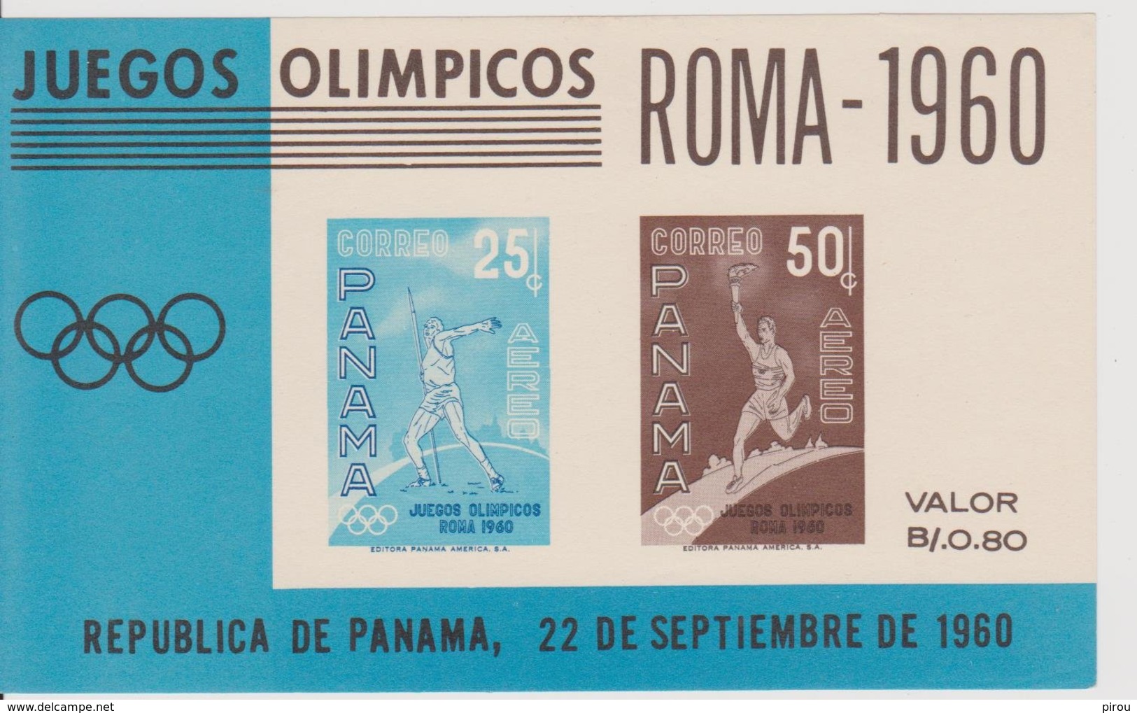 PANAMA JEUX OLYMPIQUES DE ROME 1960 BLOCS FEUILLETS - Sommer 1960: Rom