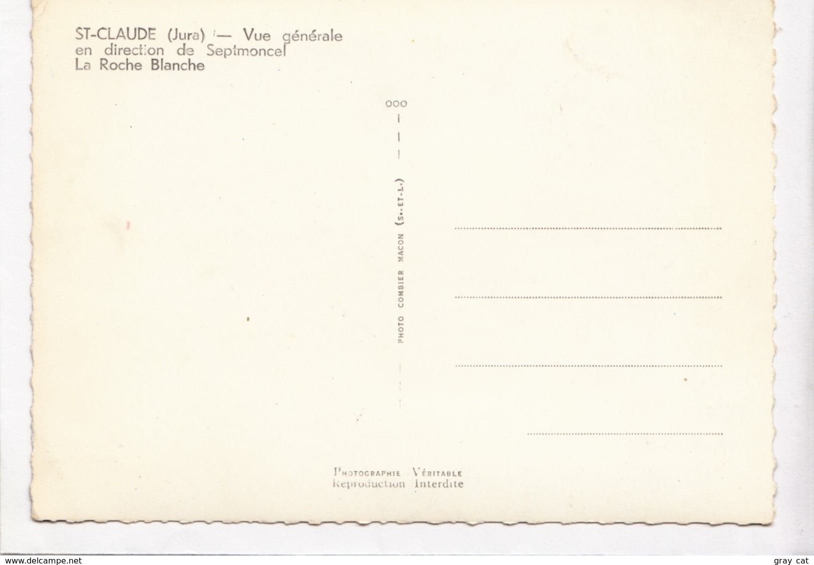 ST-CLAUDE, Vue Generale En Direction De Septmoncel La Roche Blanche, Unused Postcard [23607] - Saint Claude