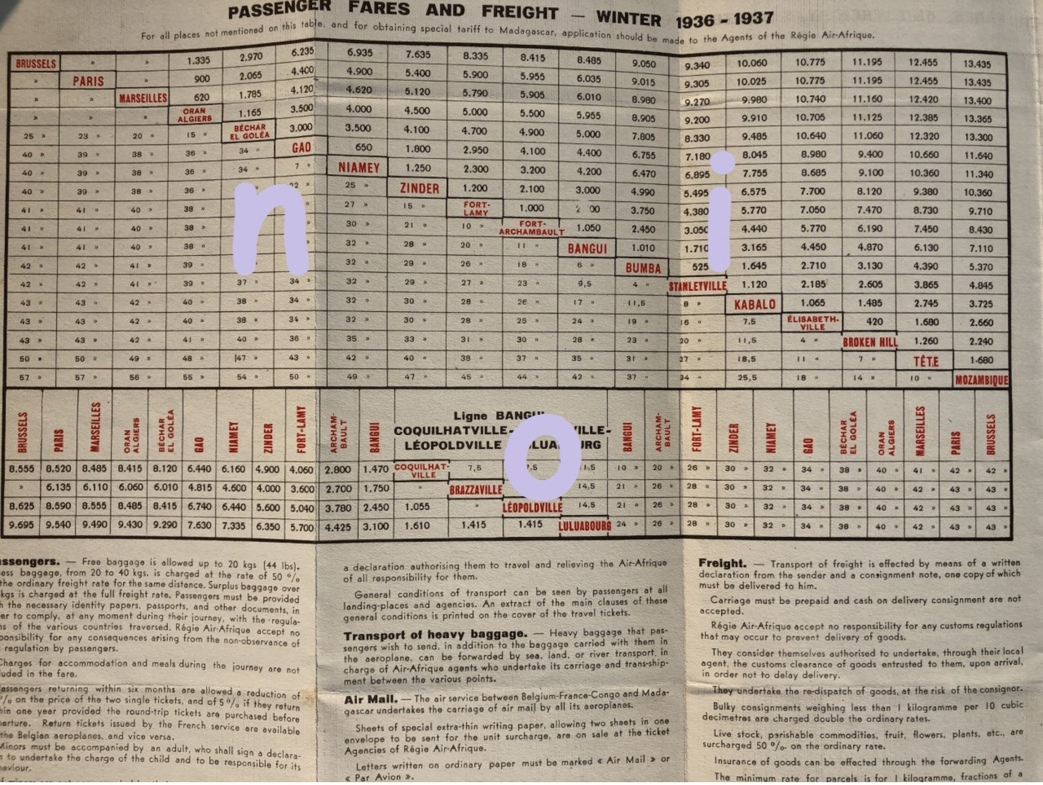 Air Afrique By French Air Ministry 1936-1937 – Time Table & Airlines Europe-Congo-Madagascar - Mondo