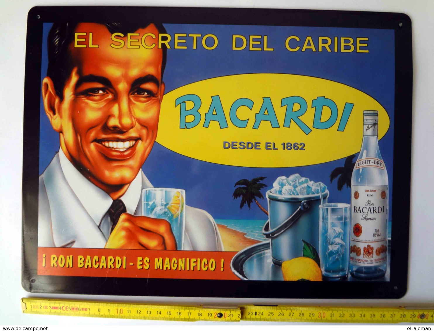 Ron Bacardi 1862 Reklameschild Blechschild Schild EL SECRETO, Sehr Rar! - Alkohol