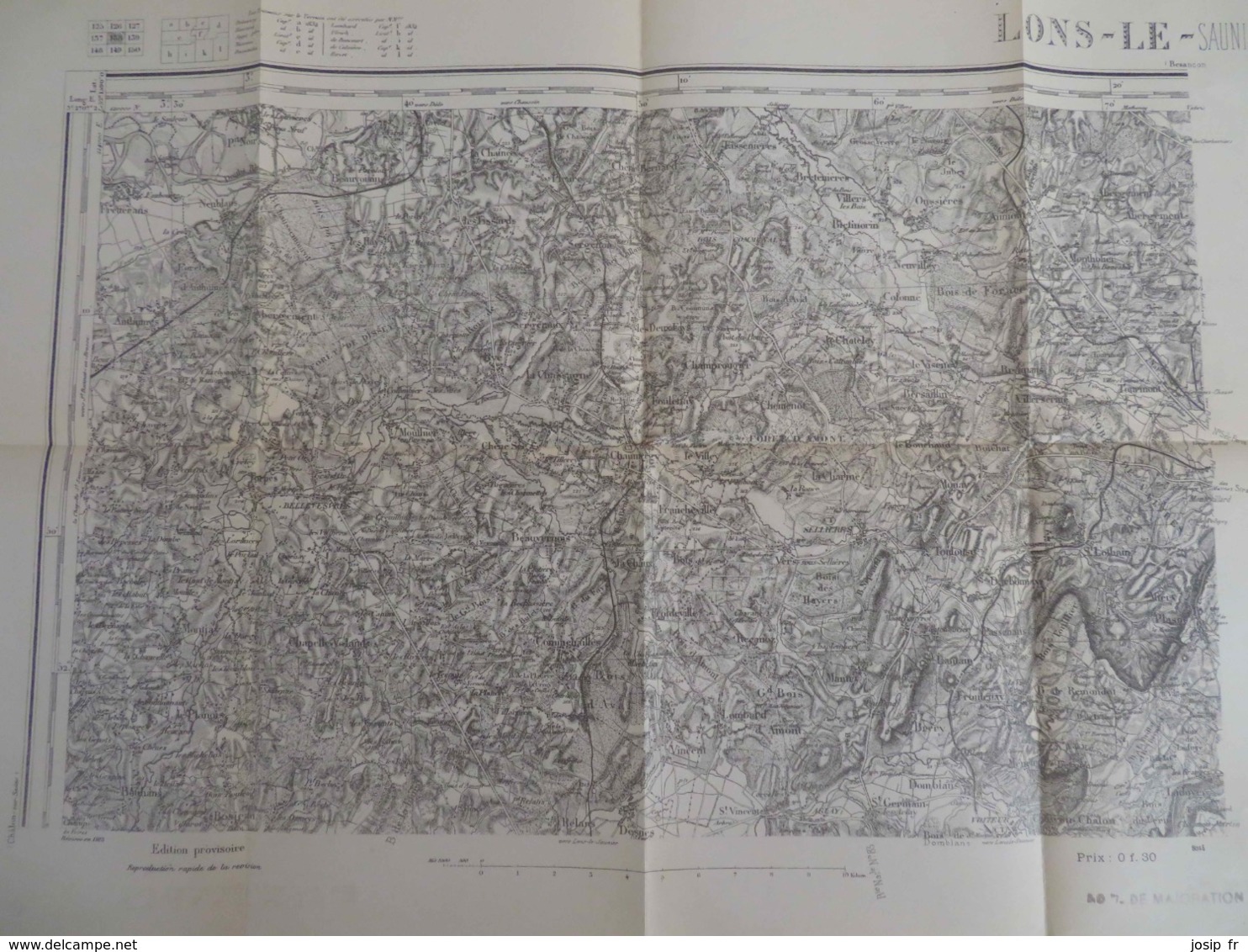 CARTE D'ETAT-MAJOR LONS-LE-SAUNIER NORD-OUEST 1/80000- TYPE 1889 RÉVISÉE 1913- - Topographische Karten