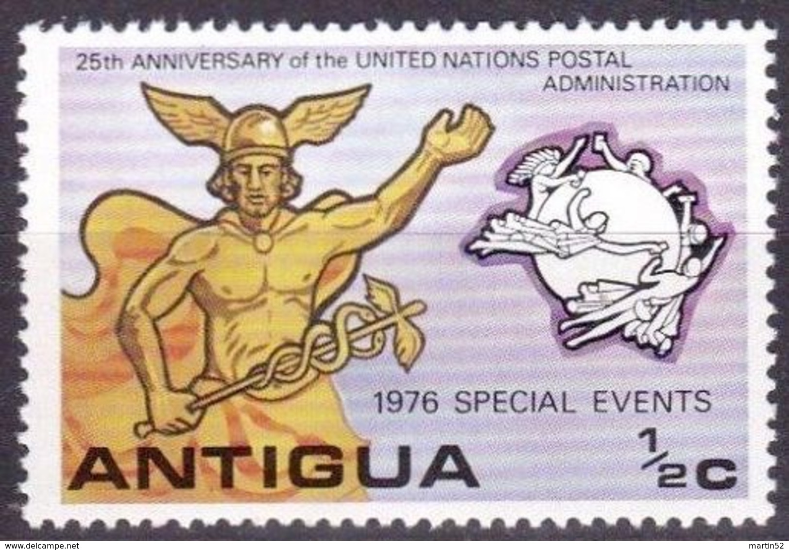 Antigua 1976: "UNITED NATIONS POSTAL ADMINISTRATION - God Mercury & UPU-Monument" Michel-No. 447 ** MNH - U.P.U.
