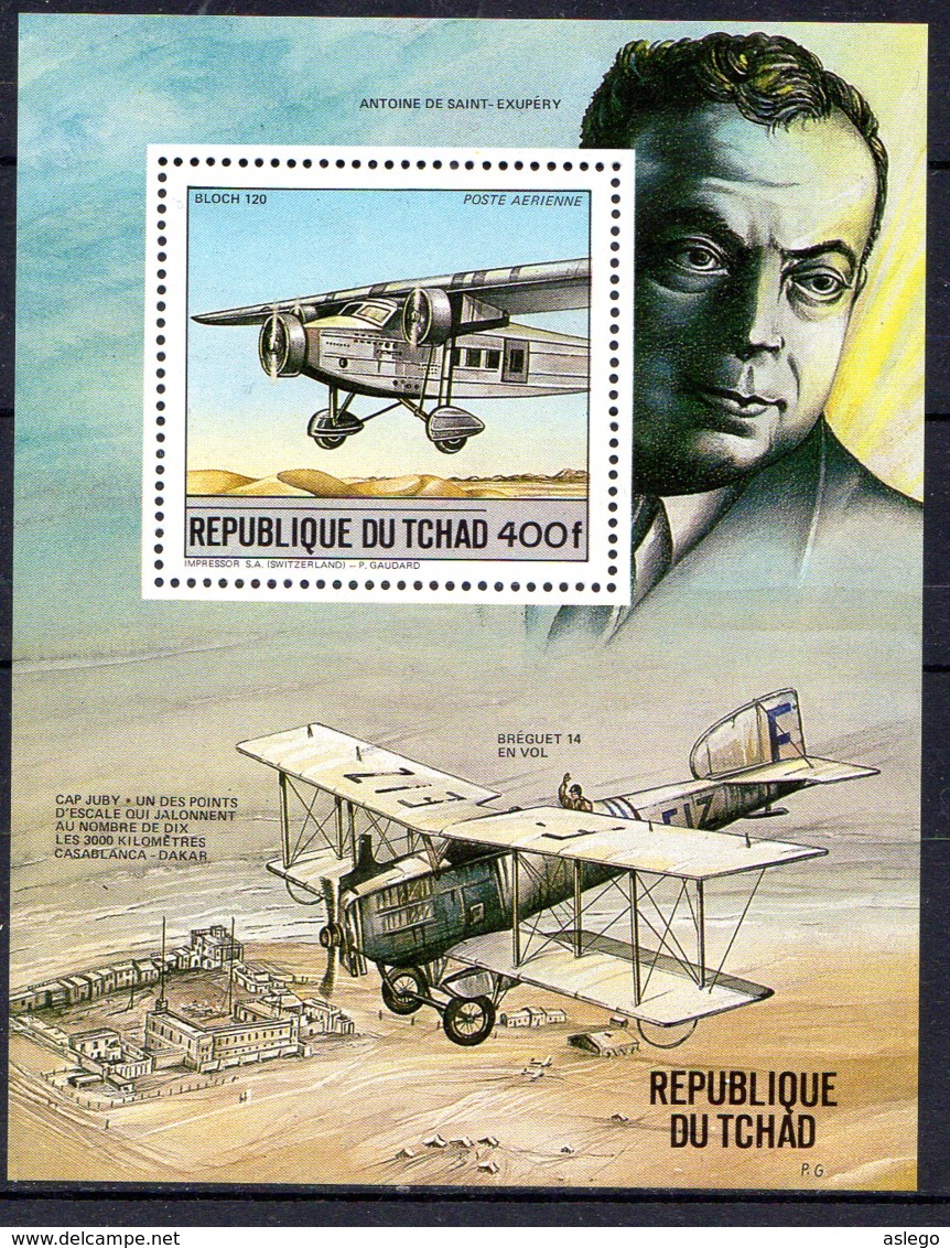 2008 Tchad, Saint Exupery, Avion, Bloch, Bréguet, Plane, Aéropostale - Tchad (1960-...)