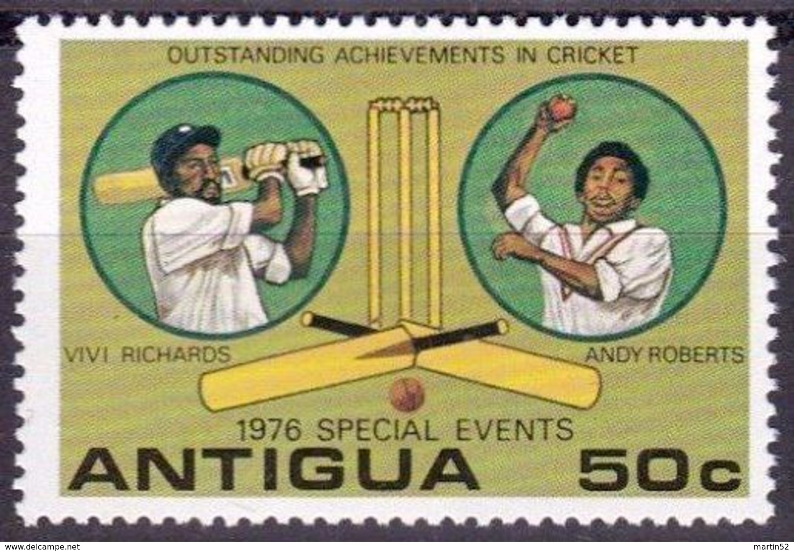 Antigua 1976: "VIVI RICARDS & ANDY ROBERTS - OUTSTANDING IN CRICKET" Michel-No. 450 ** MNH - Cricket