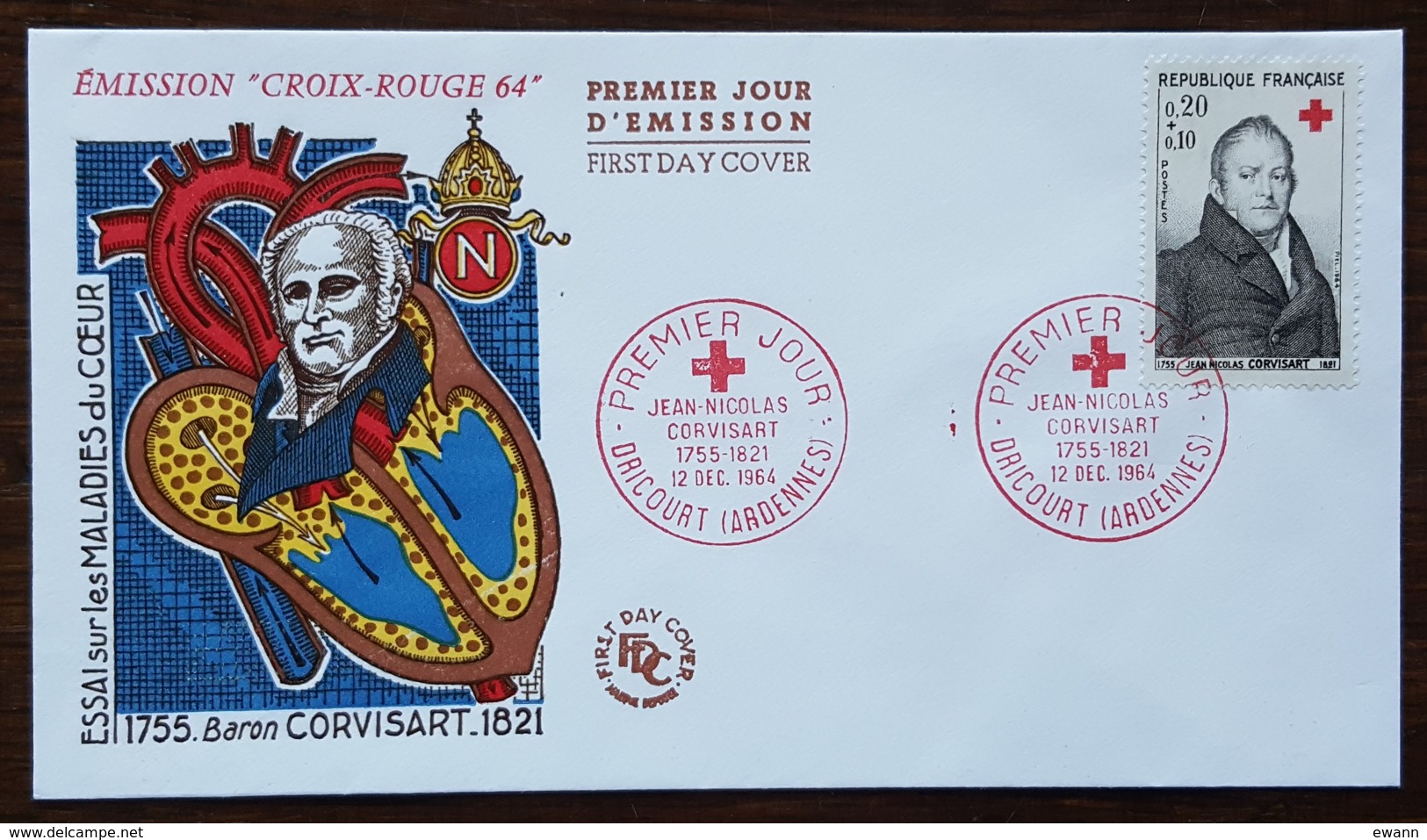 FDC 1964 - YT N°1433 - CROIX ROUGE / JEAN NICOLAS CORVISART - DRICOURT - 1960-1969