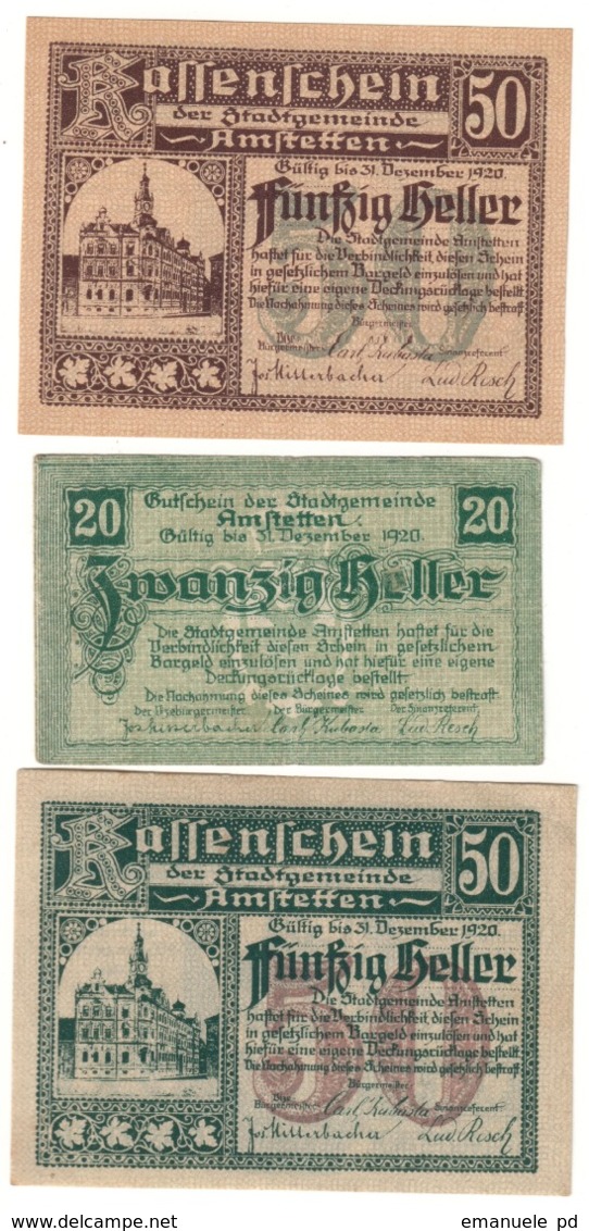 Austria Notgeld Lot / Set - AMSTETTEN X 3 - Oesterreich