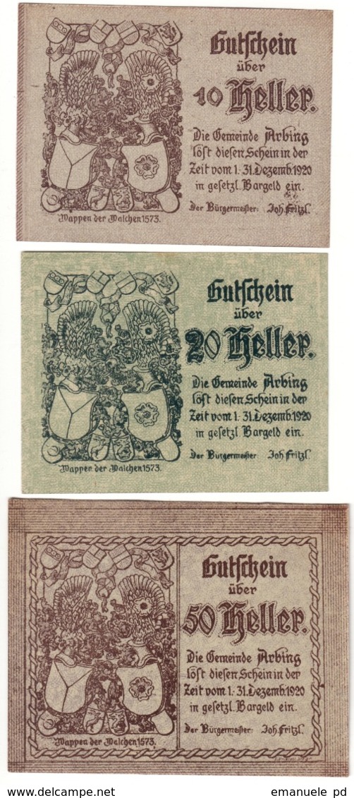 Austria Notgeld Lot / Set - ARBING X 3 - Austria