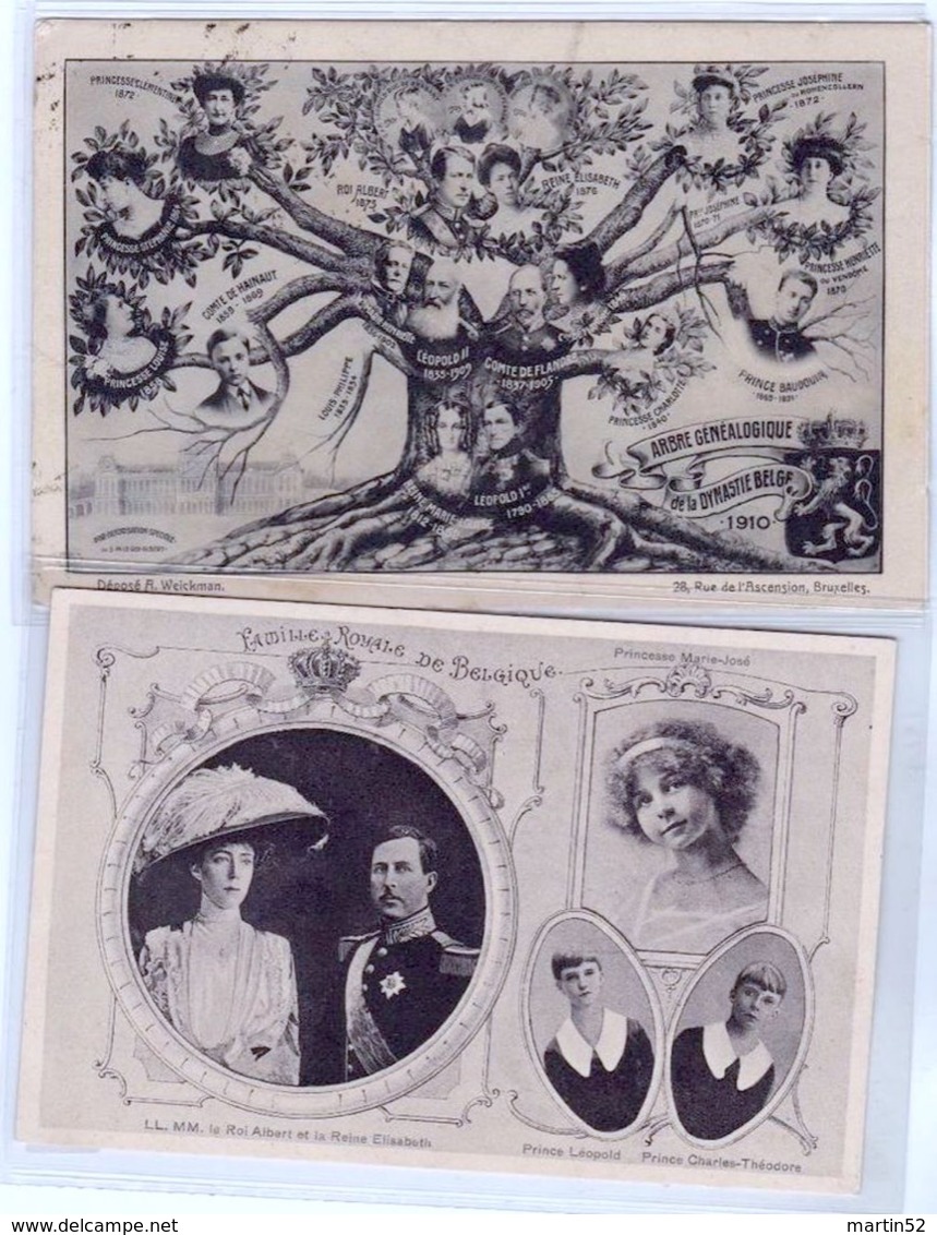 FAMILLE ROYALE BELGIQUE : 1.Roi Albert (non-circulé) 2.Arbre Généalogique De La Dynastie O LIÈGE 27.IV.1911 > St.Gallen - Royal Families