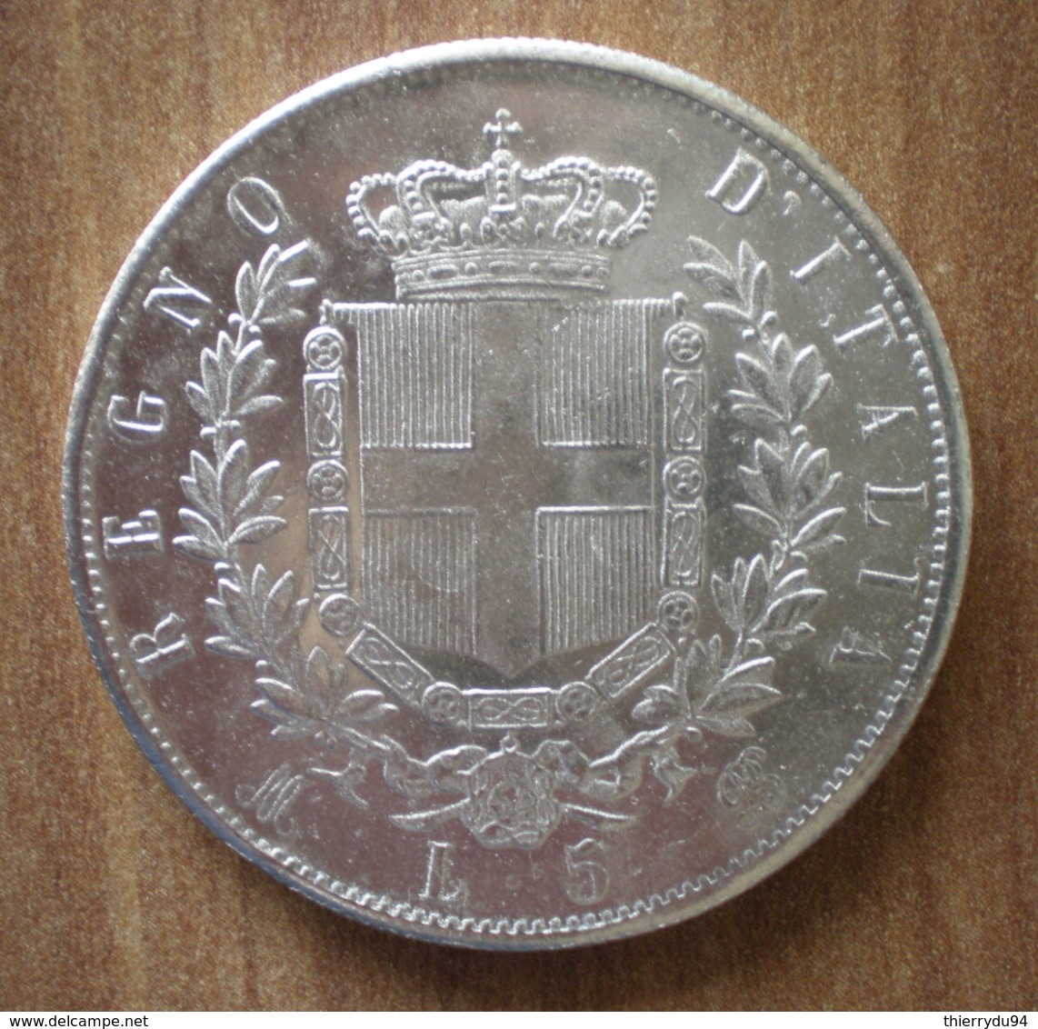 Italie 5 Lire 1873 FAUSSE COPY Plaque Argent Vittorio Emanuele 2 Roi King Que Prix + Port Italy Coin Paypal Bitcoin OK - Altri & Non Classificati