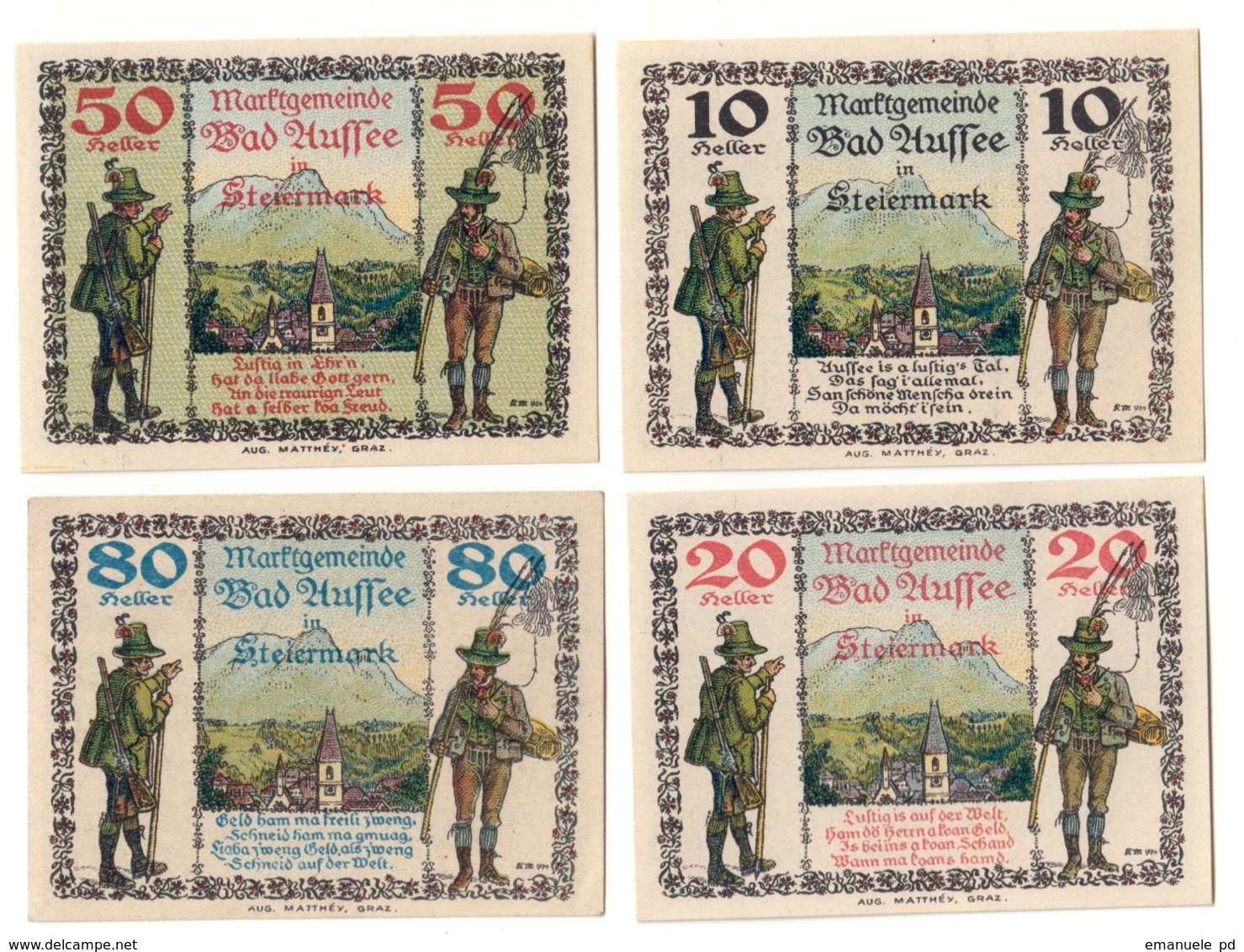 Austria Notgeld Lot / Set - BADAUSSE IN STEIERMARK X 4 - Austria