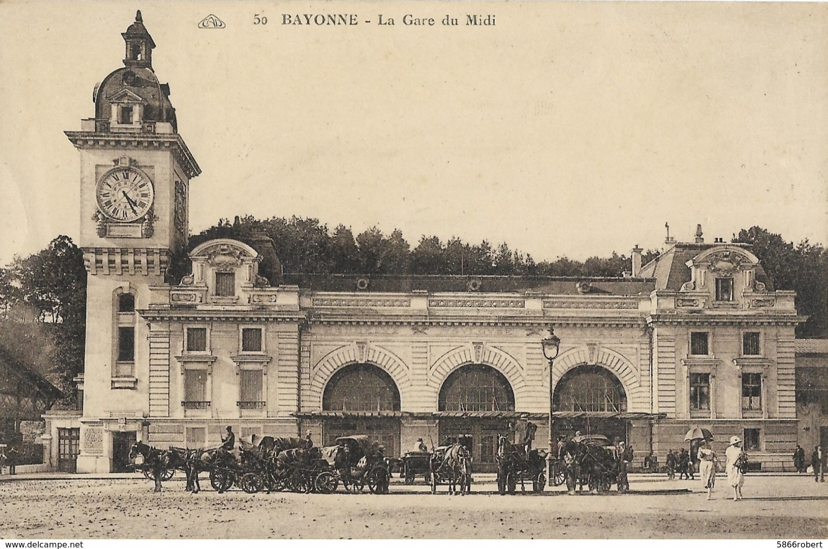 CARTE POSTALE ORIGINALE ANCIENNE : BAYONNE LA GARE DU MIDI ANIMEE PYRENEES ATLANTIQUES (64) - Stazioni Senza Treni