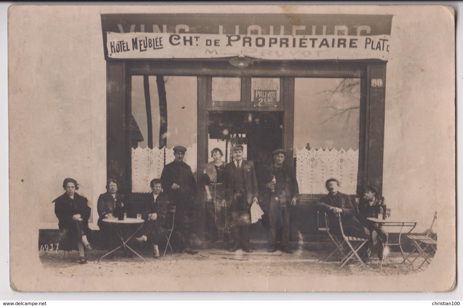 CARTE PHOTO : CAFE - VINS & LIQUEURS MAISON " LANIER " - NOUVEAU PROPRIETAIRE MAISON " PRUVOT " HOTEL MEUBLE - 2 SCANS - - To Identify