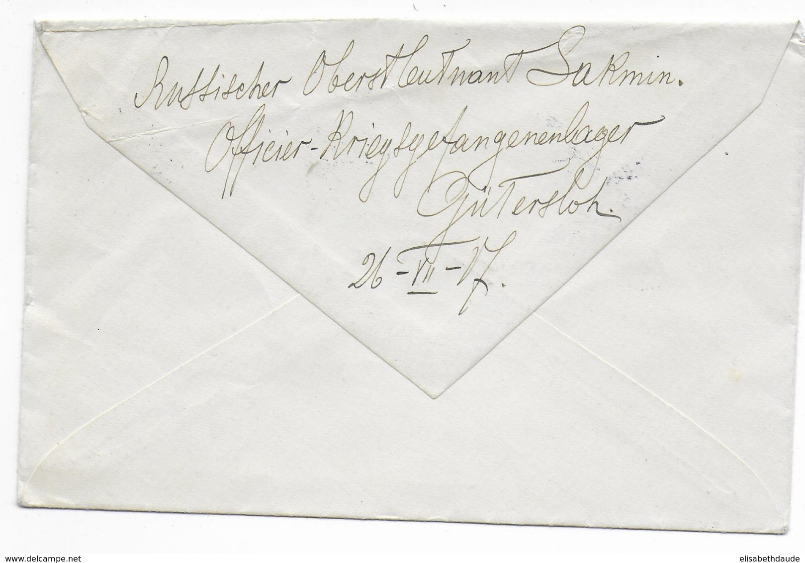 1917 - PRISONNIERS De GUERRE RUSSES - KRIEGSGEFANGENEN - ENVELOPPE Du OFFLAG De GÜTERSLOH => MOSKAUER HILFSKOMITEE - Covers & Documents