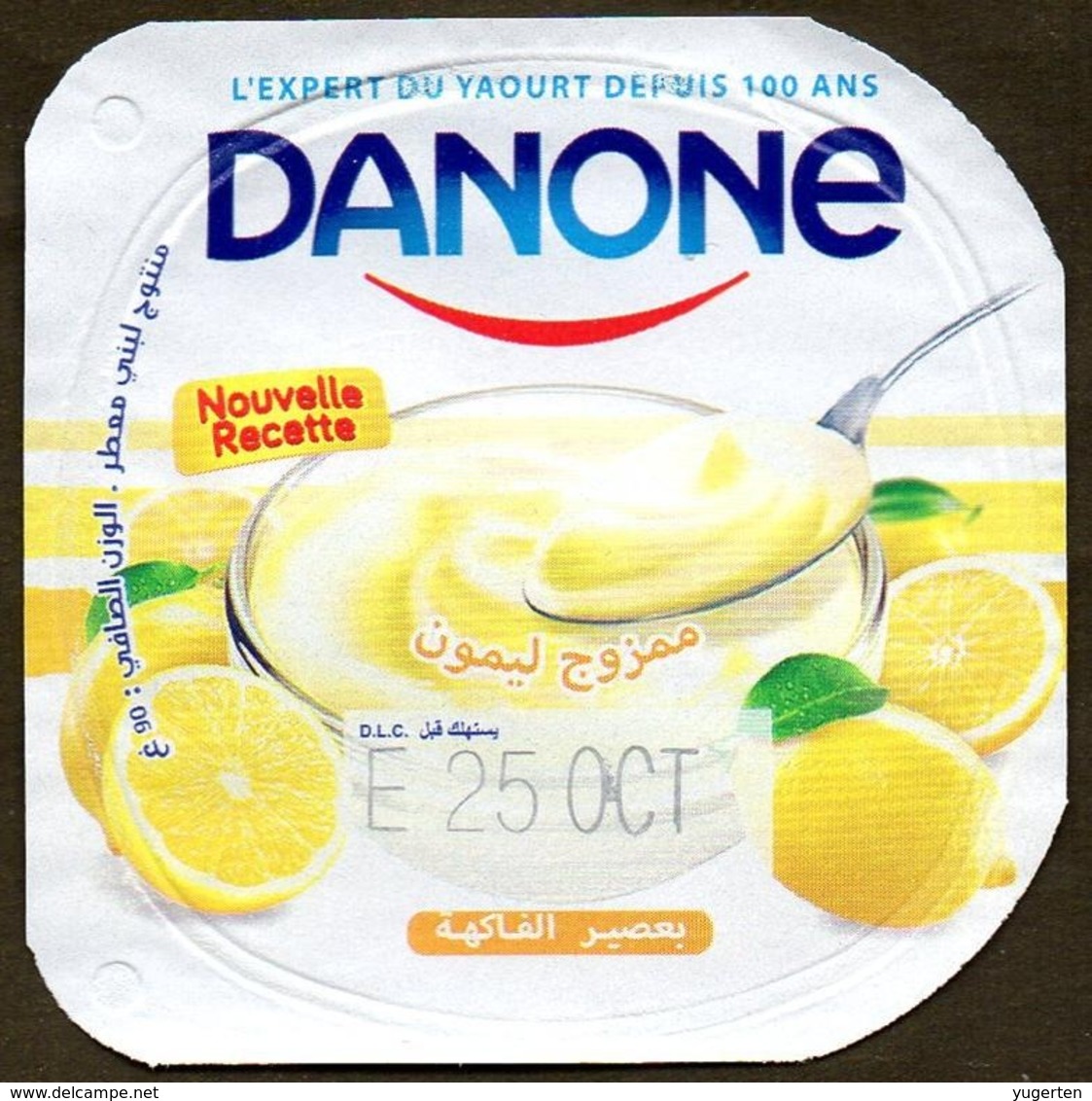 Opercule Cover Yaourt Yogurt " Danone " Brassé Citron Lemon Yoghurt Yoghourt Yahourt Yogourt - Opercules De Lait