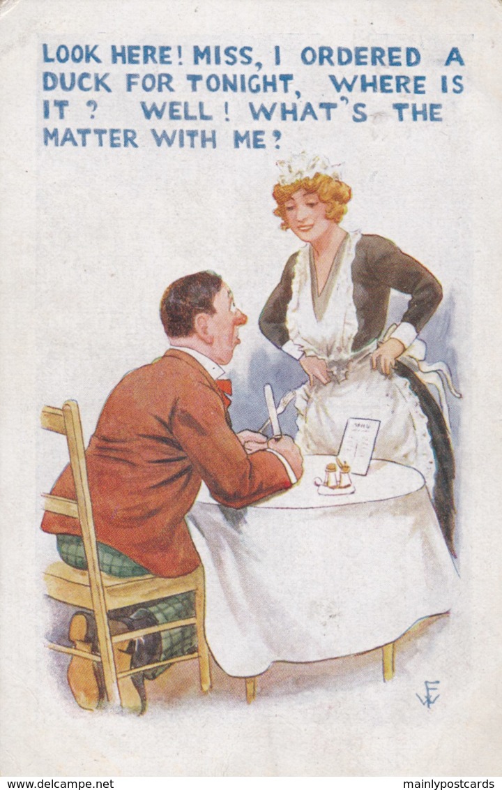 AL76 Comic/humour - Signed FW, Customer With Waitress - Humour