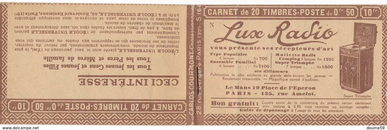 DB-307. FRANCE: Lot  Avec Carnet  257C5 Série 164 - Autres & Non Classés