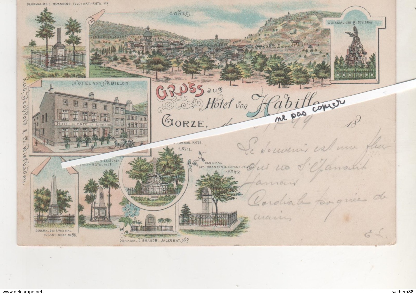 CPA..GRUSS AUS GORZE.HOTEL VON HABILLON.CARTE DE 1899.VOIR LE RECTO. - Sonstige & Ohne Zuordnung