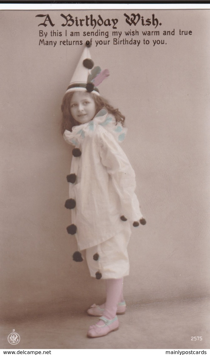 AS94 Children - Girl In Clown's Outfit - A Birthday Wish - Portraits