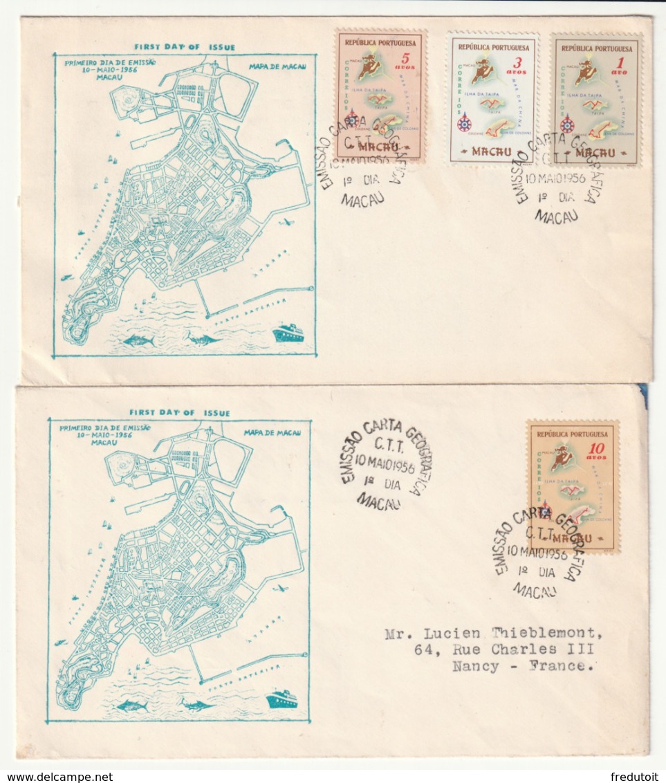 FDC - MACAO - 1956 - Carte Du Territoire - - FDC