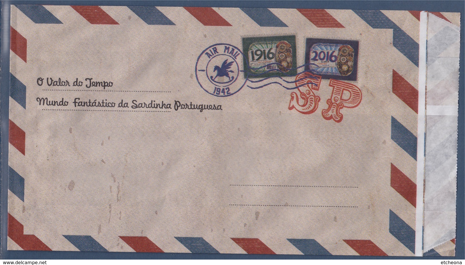 = Simili Timbres Sur Pochette Papier Fabricant De Sardine Du Portugal, Fête Ses 100 Ans - Emisiones Locales