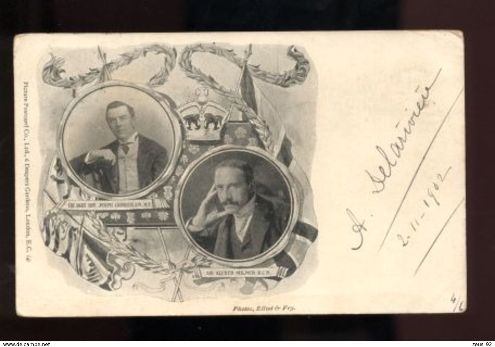 C2411 THE RIGHT HON. JOSEPH CHAMBERLAIN SIR ALFRED MILNER  1902- PHOTS ELLIOT & FRY - Royal Families