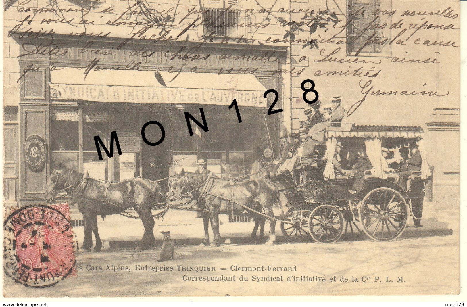 CLERMONT FERRAND (63)  LES CARS ALPINS,ENTREPRISE TRINQUIER - CORRESPONDANT DU SYNDICAT D'INITIATIVE ET DE LA Cie P.L.M - Clermont Ferrand